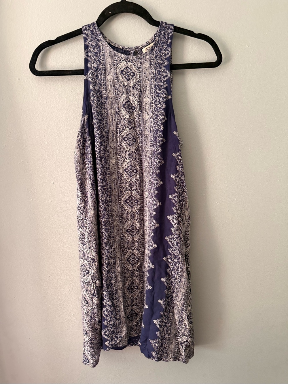 Billabong Sleeveless Tank Top Womens Medium Geometric Print Navy Blue - XS